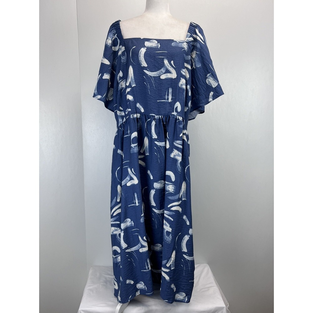 A New Day Midi Dress Sz 4X Plus NWT Flutter Sleeves Tie Back Summer Flowy
